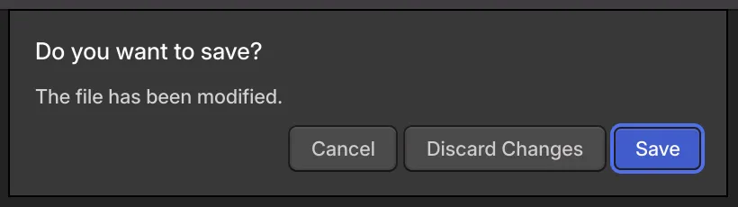 An alert asking the user whether to save changes to a modified document.