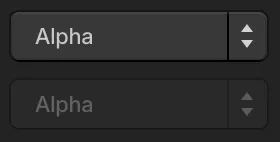 Two popup buttons, one enabled and one disabled. They are displaying the text Alpha.