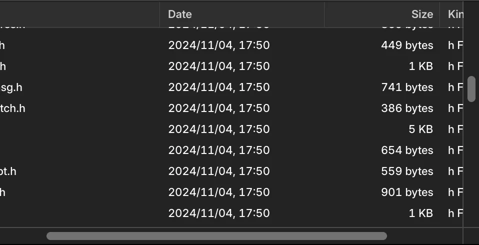 A table view that has been scrolled horizontally and vertical. Scroll bars show the current scroll position.